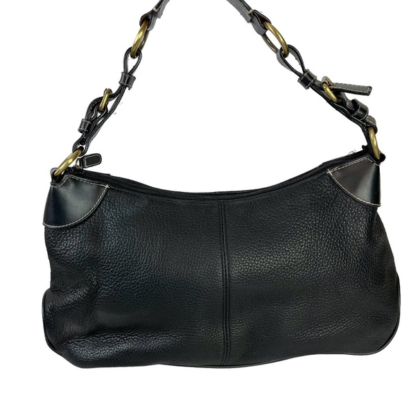 GREAT AMERICAN LEATHERWORKS Real Leather Black Shoulder Bag Purse Tote Handbag - Picture 1 of 16